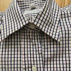 Piattella Barney’s New York Plaid Blue/Red/Orange Collared Button up